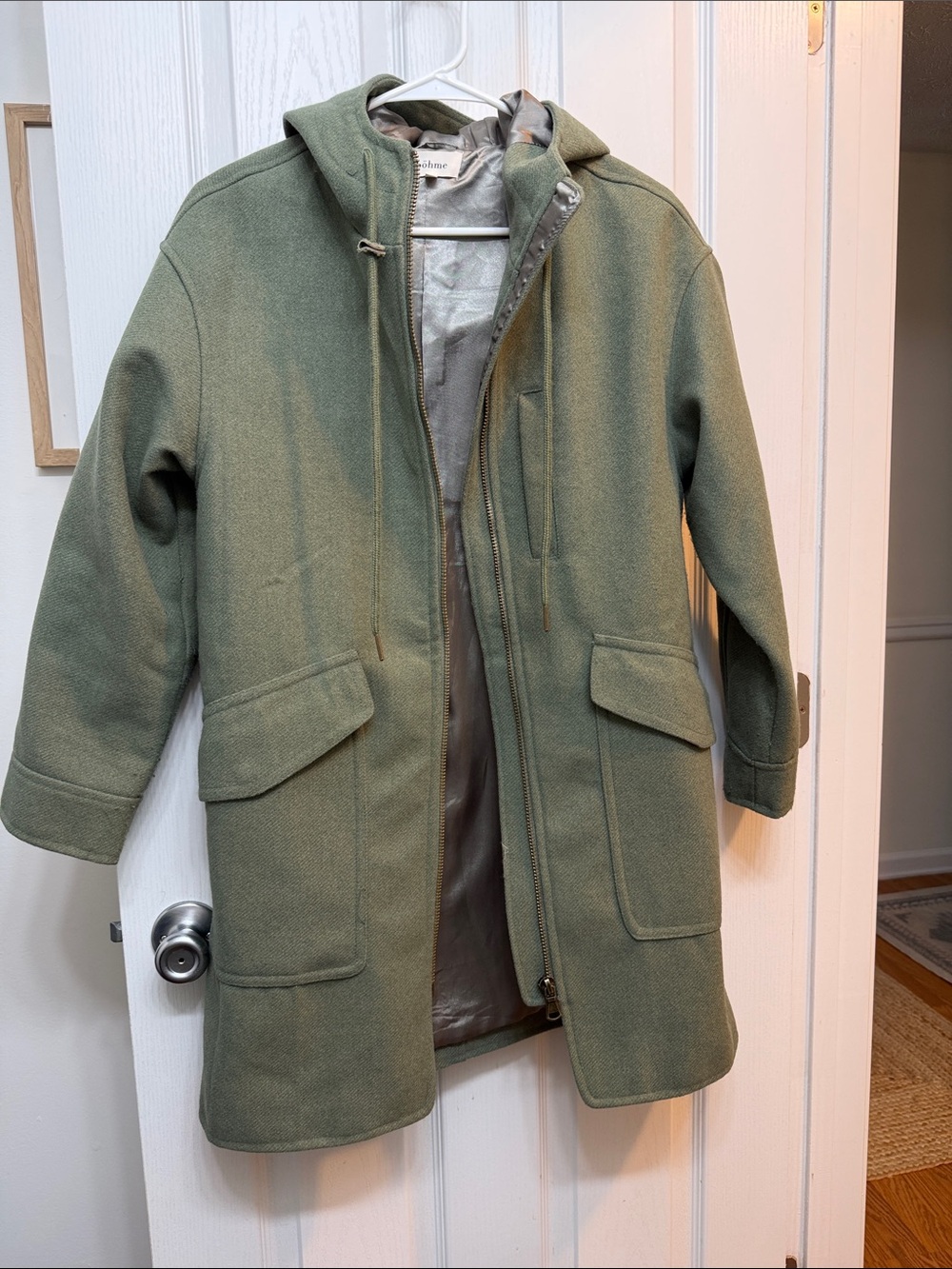 Olive Green Hooded Coat - XS